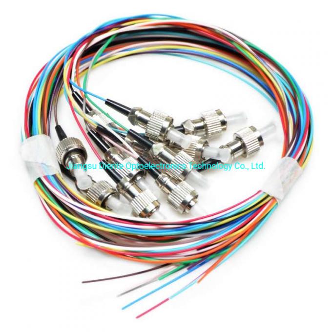 PVC LSZH Outer Fiber Optic Pigtail 12 Cord Fibers Unjacketed Color Coded Optical Pigtail 1